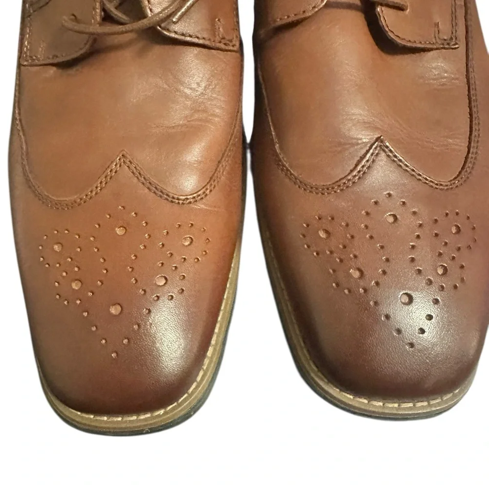Rockport Total Motion Mens Tan Leather Wingtip Oxford Dress Shoes CJ2865 Size 12